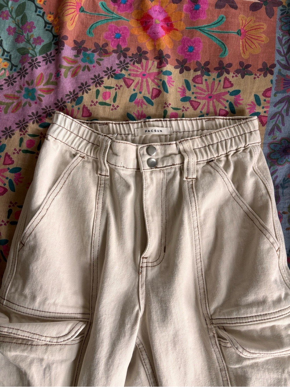 PacSun Cream Straight Leg Cargo Pants